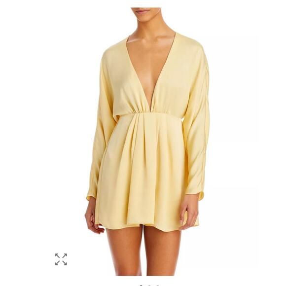 NWT Ramy Brook Tanya yellow V neck mini dress size 2